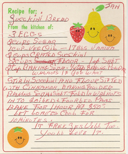 zucchini bread recipe card